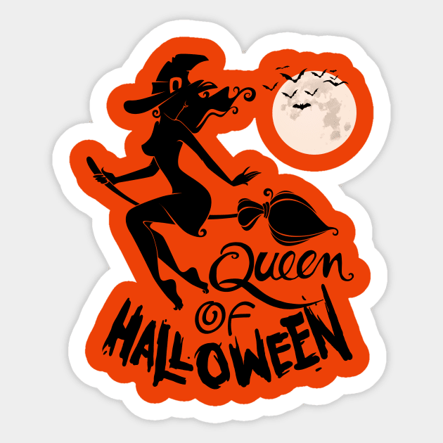 Queen Of Halloween Witch Aesthetic For Women Gift Sticker by Ramadangonim